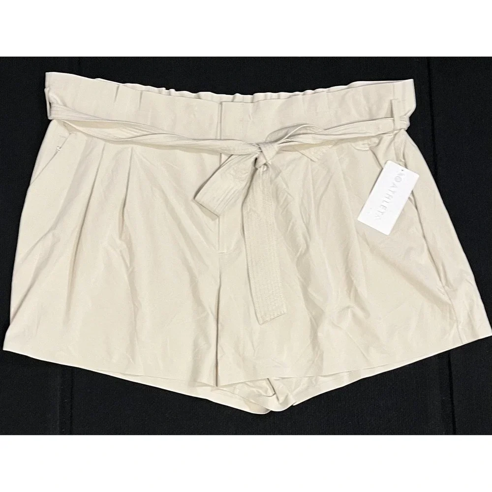 Athleta Skyline Short II Shorts Womens 26 Beige Paperbag Waist Belted‎ Travel